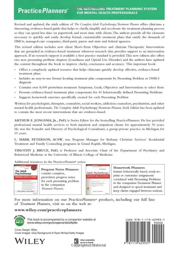 Adult Psychotherapy Treatment Planner 6th Ed. Paperback by Arthur E. Jongsma Jr. – front cover (image 2)